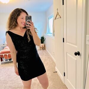 Tocca Midnight Blue Metallic Mini Dress XS